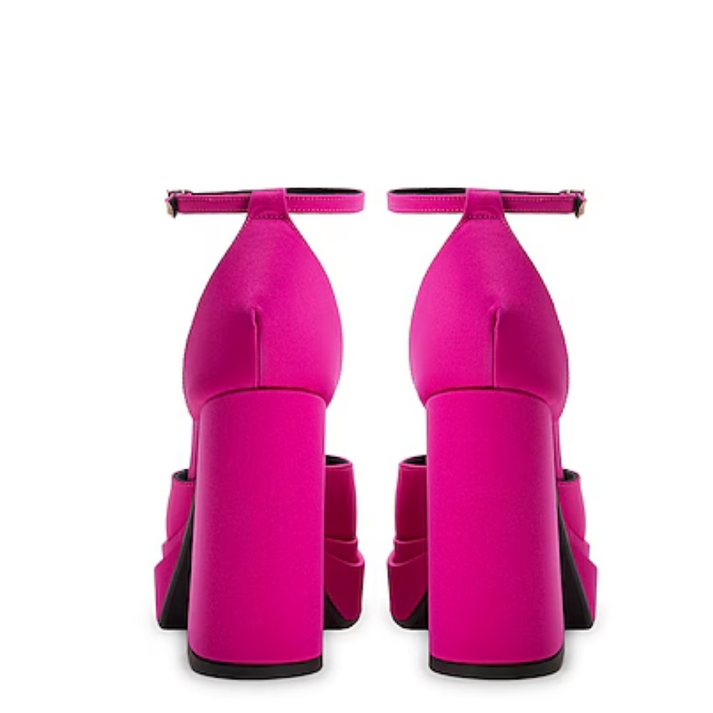 8 by Yoox NWT Pink Satin Platform Lace-up Block heel Pumps. Made in Italy. - Picture 5 of 15